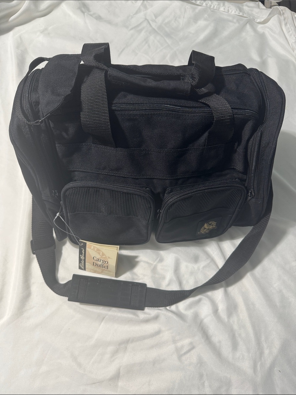 Eddie Bauer Cargo Duffel Bag Black Travel Gym Weekender Vintage Deadstock